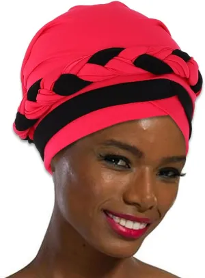 Woeoe Women African Turban India's Hat Black Stretch Braid Head Wrap