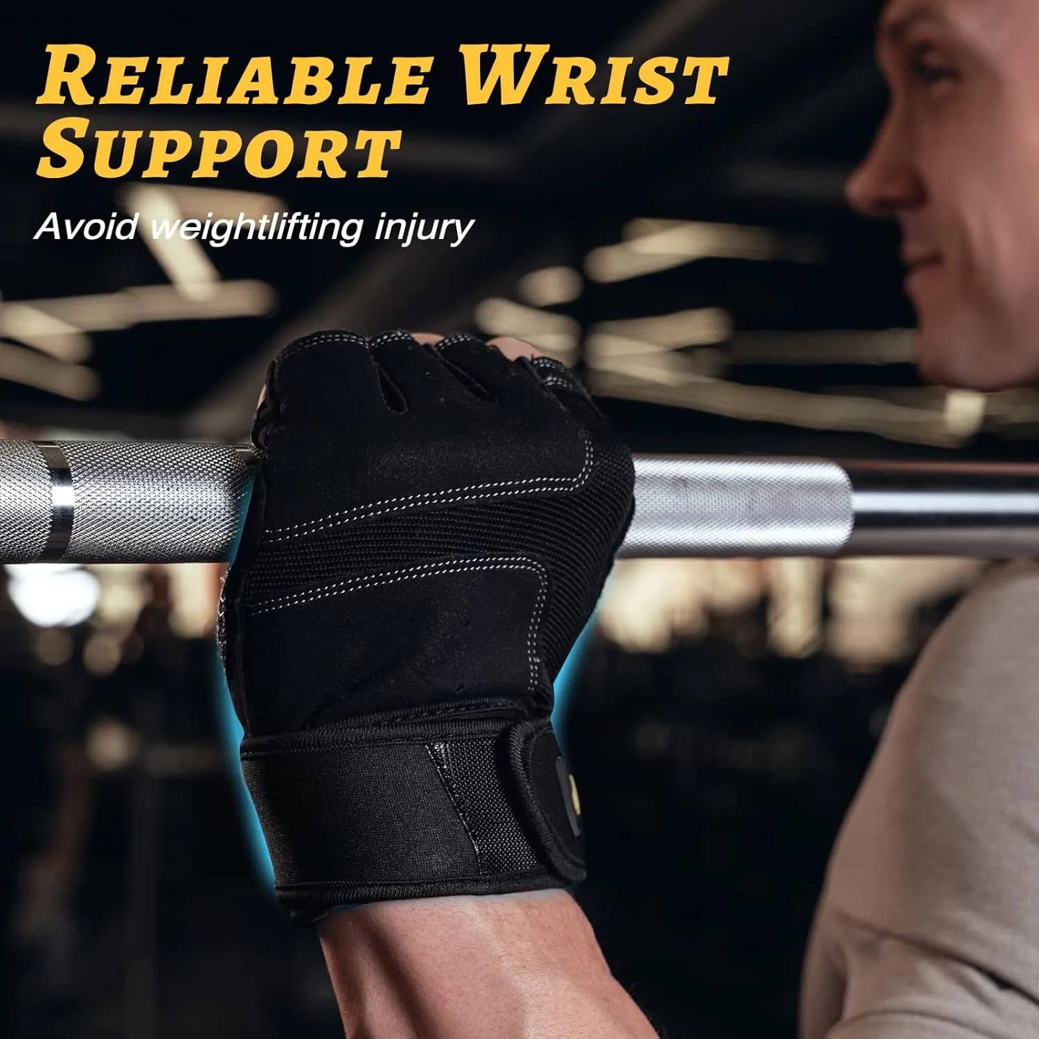 Workout Gloves with Wrist Wrap Support for Women & Men, Weight Lifting Gloves Fingerless Gym Gloves for Cycling, Training, Push-up
