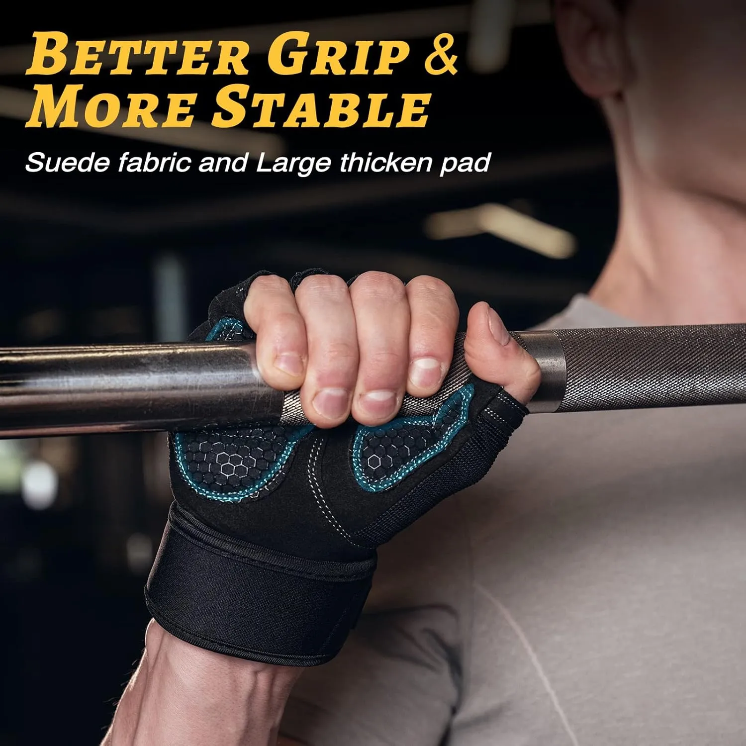 Workout Gloves with Wrist Wrap Support for Women & Men, Weight Lifting Gloves Fingerless Gym Gloves for Cycling, Training, Push-up