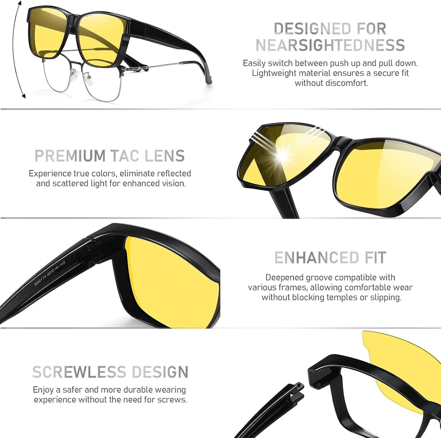 Wzerry Polarized Fit Over Glasses Sunglasses, Wear Over Sunglasses Wrap Around Shades for Men Women UV400 Pretection