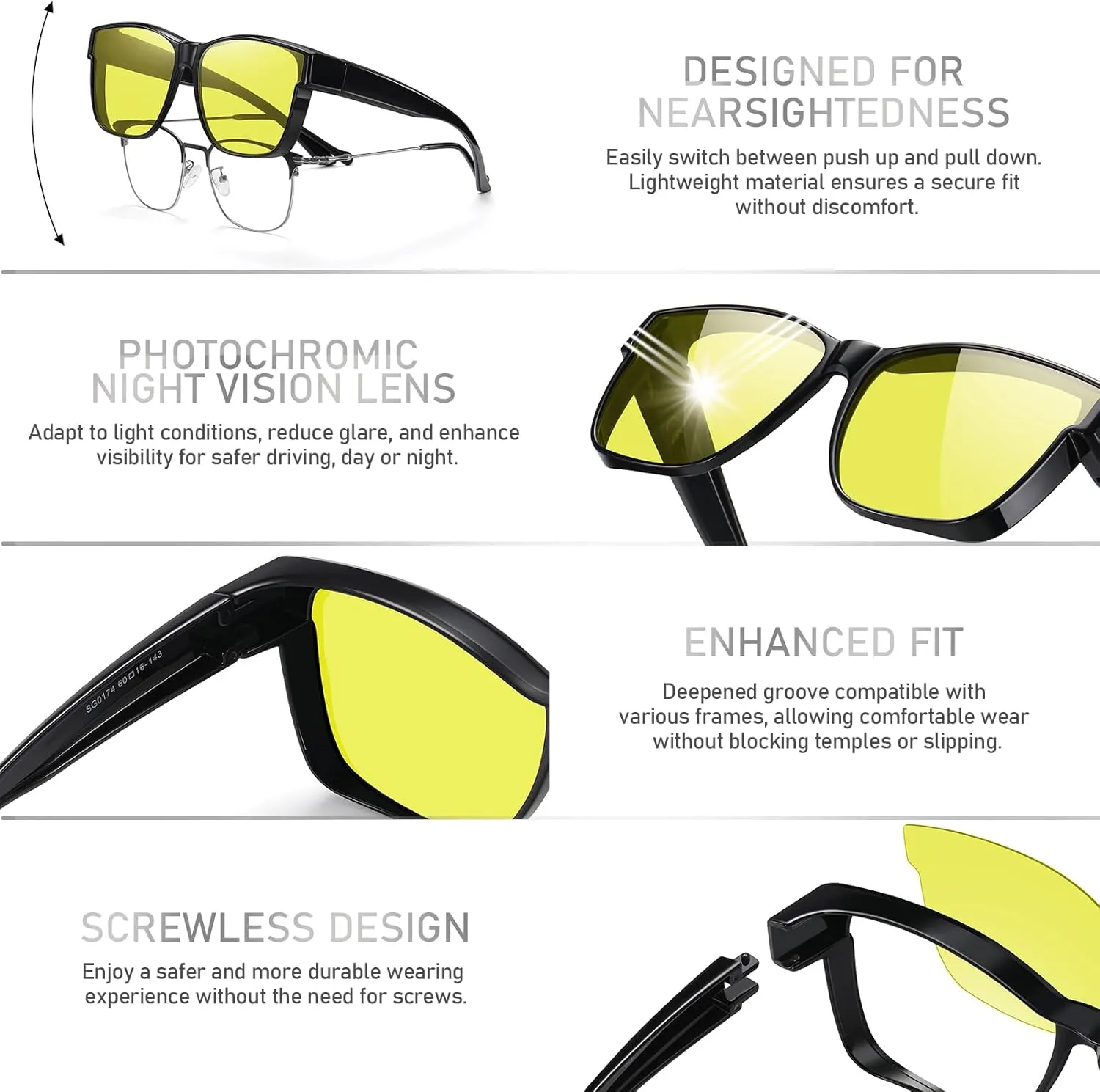 Wzerry Polarized Fit Over Glasses Sunglasses, Wear Over Sunglasses Wrap Around Shades for Men Women UV400 Pretection