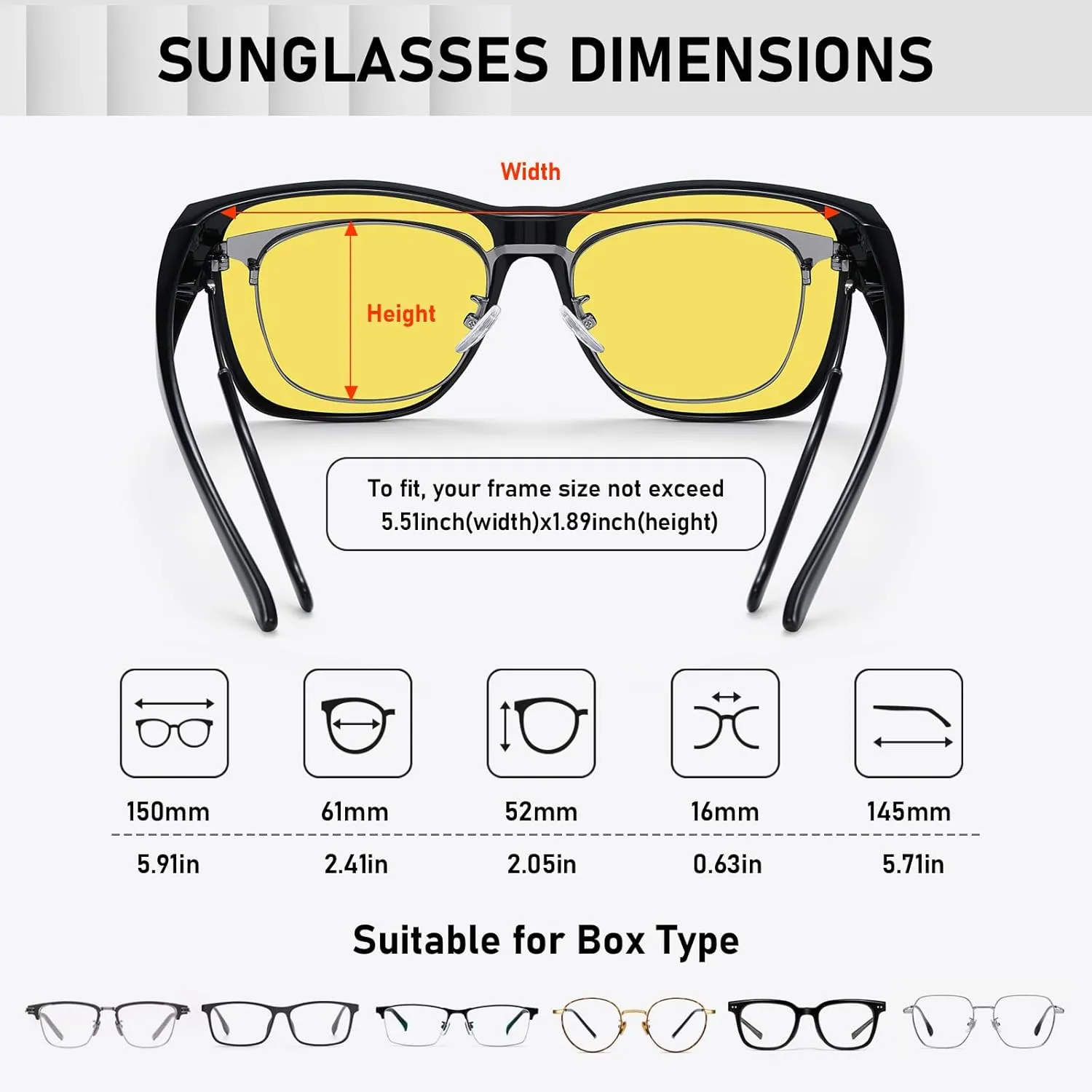 Wzerry Polarized Fit Over Glasses Sunglasses, Wear Over Sunglasses Wrap Around Shades for Men Women UV400 Pretection