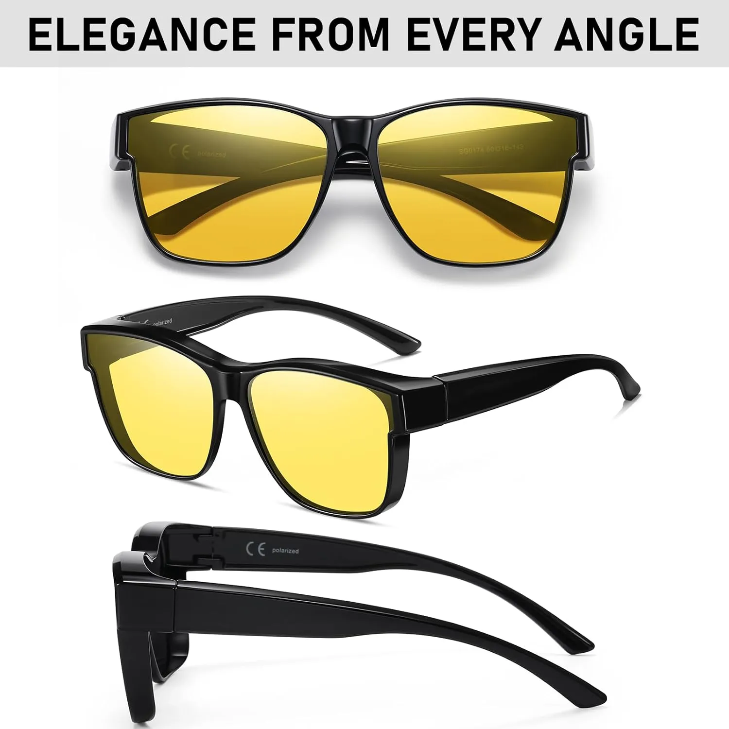 Wzerry Polarized Fit Over Glasses Sunglasses, Wear Over Sunglasses Wrap Around Shades for Men Women UV400 Pretection