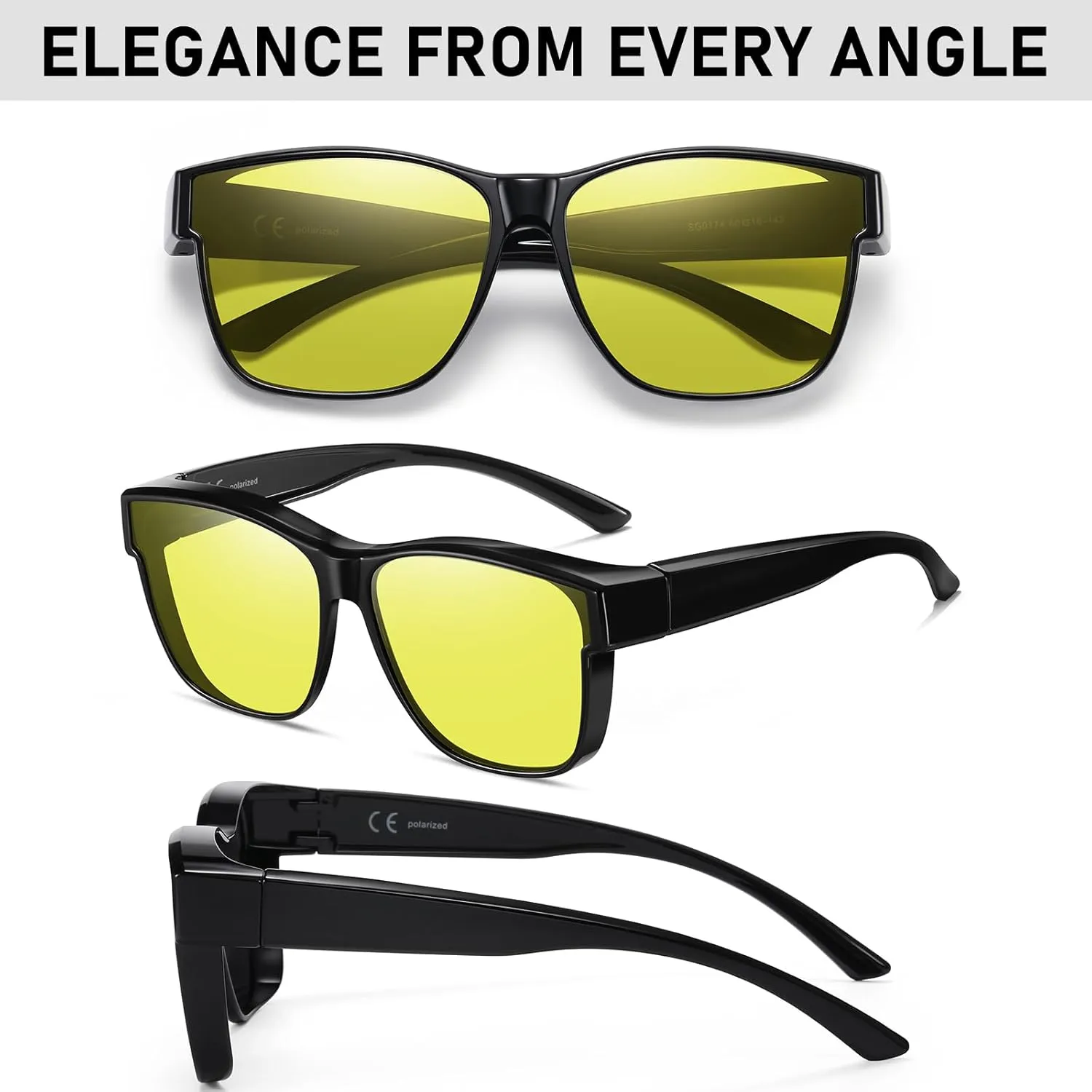 Wzerry Polarized Fit Over Glasses Sunglasses, Wear Over Sunglasses Wrap Around Shades for Men Women UV400 Pretection