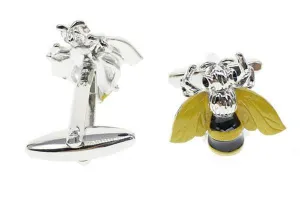 Yellow Bee Silver Cufflinks