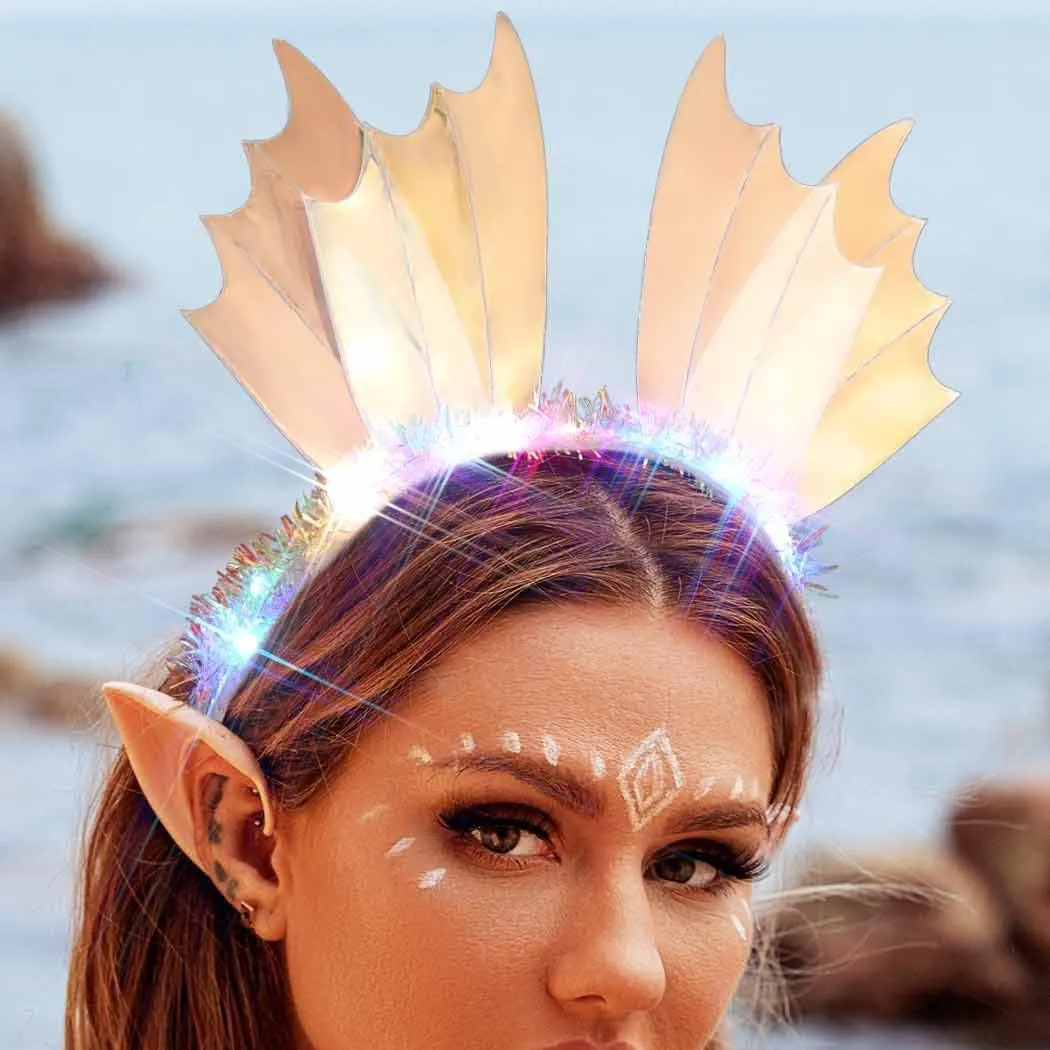 Zoestar Light Up Crown Headband Mermaid Costume Headpiece Glow in the Dark Hair Accessories for Women
