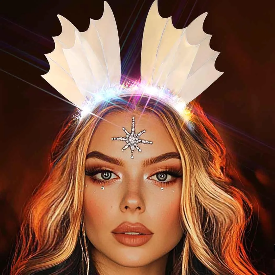 Zoestar Light Up Crown Headband Mermaid Costume Headpiece Glow in the Dark Hair Accessories for Women