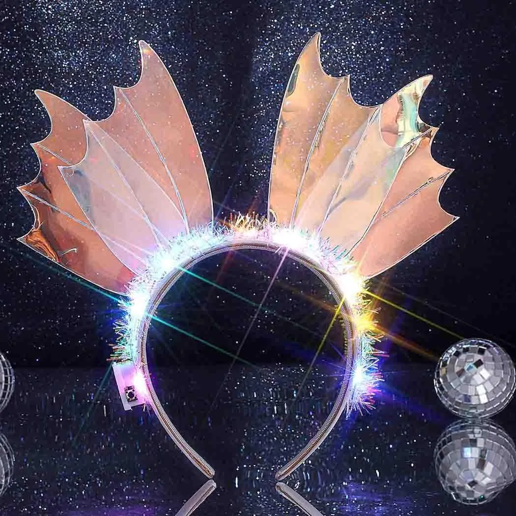 Zoestar Light Up Crown Headband Mermaid Costume Headpiece Glow in the Dark Hair Accessories for Women